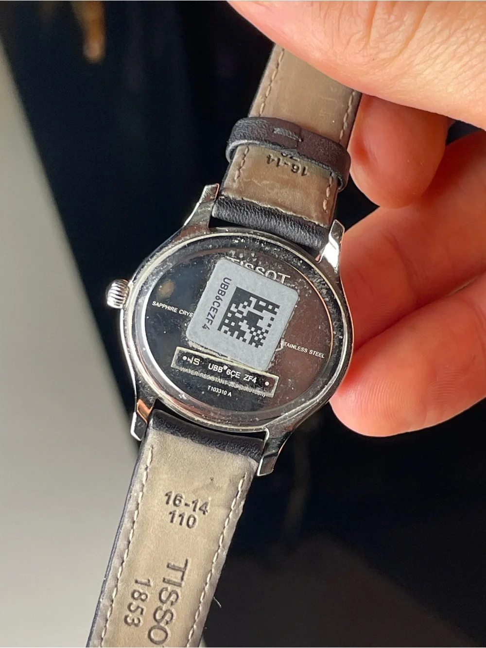 Tissot Bella Ora Ladies Black Leather Strap Silver Case White Dial Watch